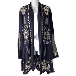 Johnny Was Women's XXL Long Drape Front Cardigan Duster Jacket